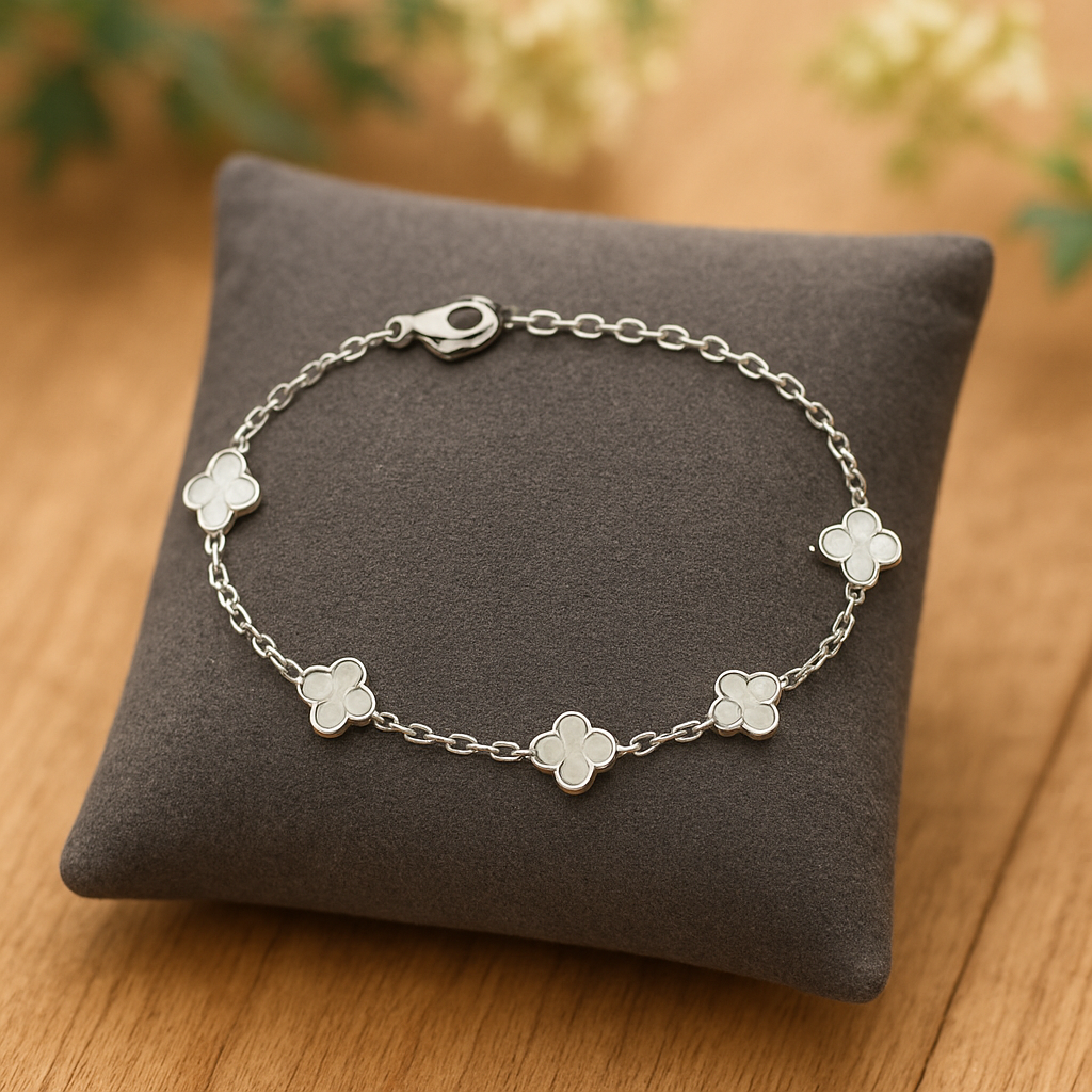 Bracelet Argent Trèfles Éclatants