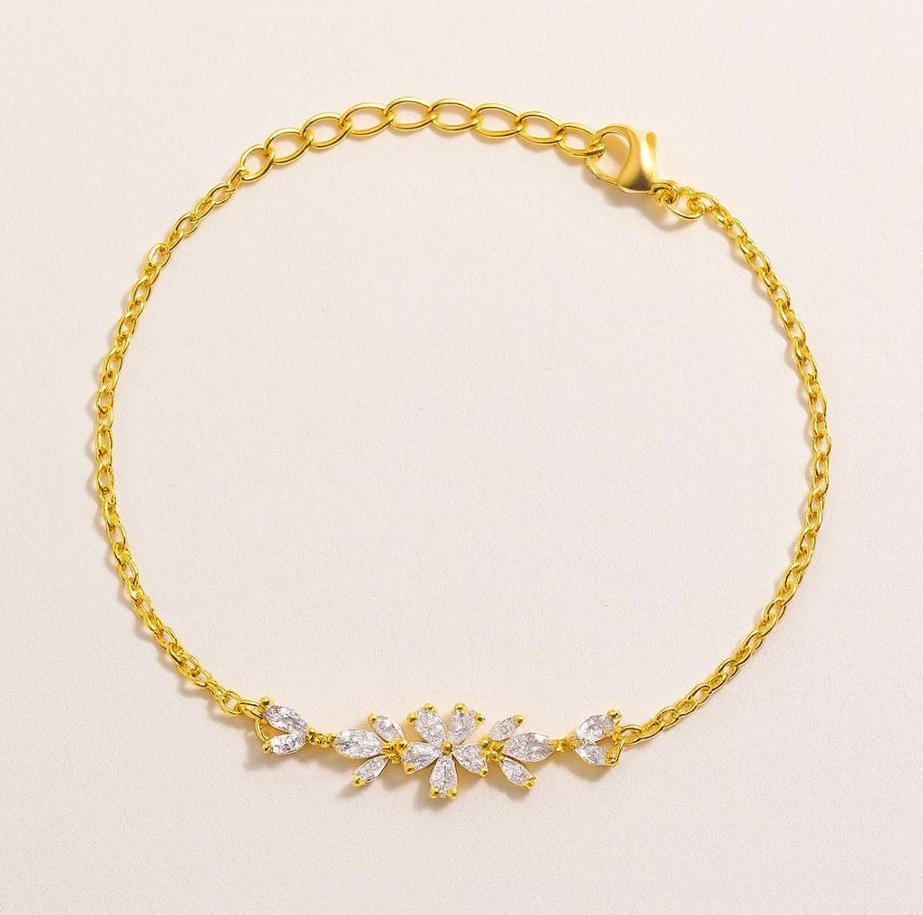 Bracelet Fleur Cristal – Doré & Argenté