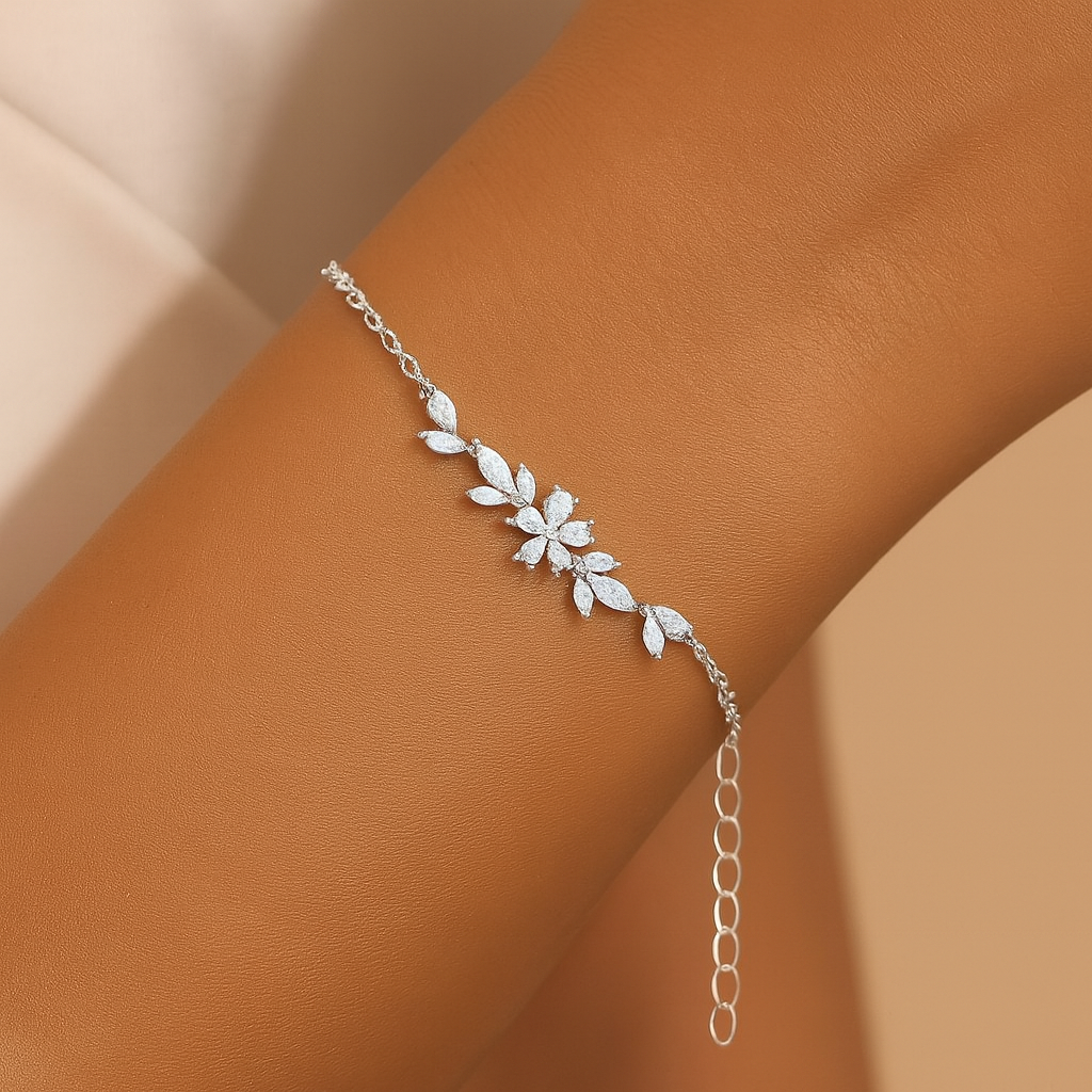 Bracelet Fleur Cristal – Doré & Argenté