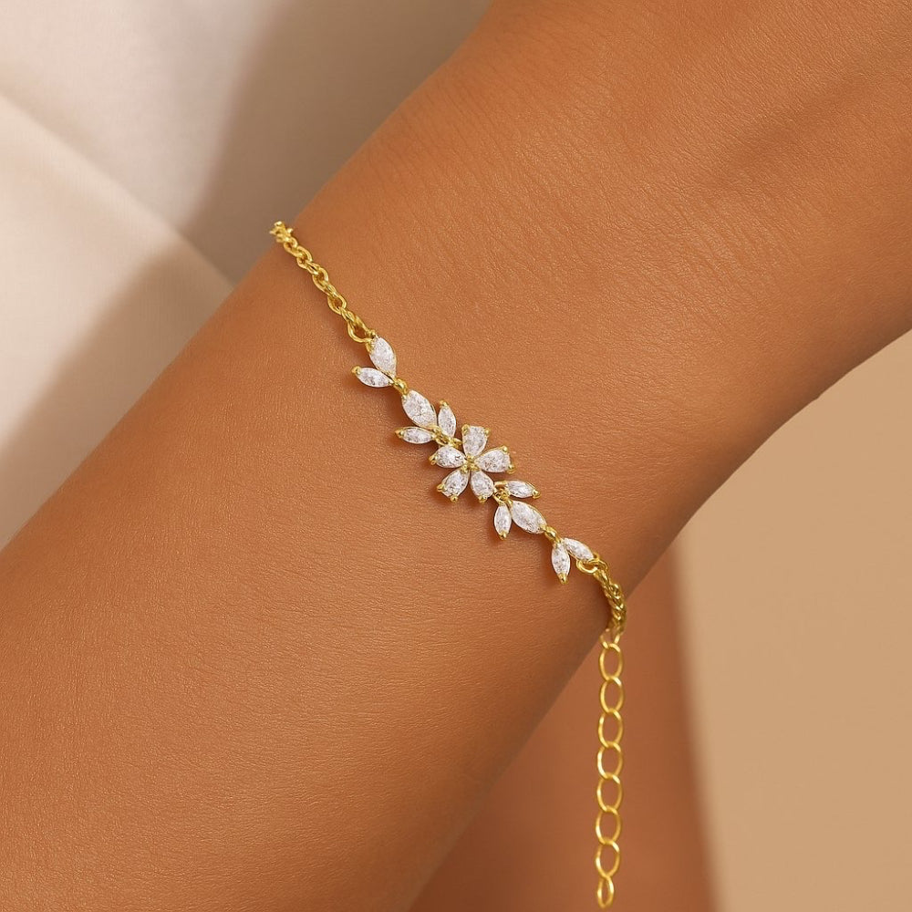 Bracelet Fleur Cristal – Doré & Argenté